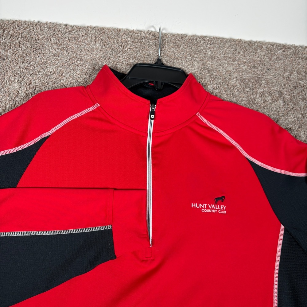 FootJoy Mens Red Black Hunt Valley Country Club Quarter Zip Pullover Medium‎